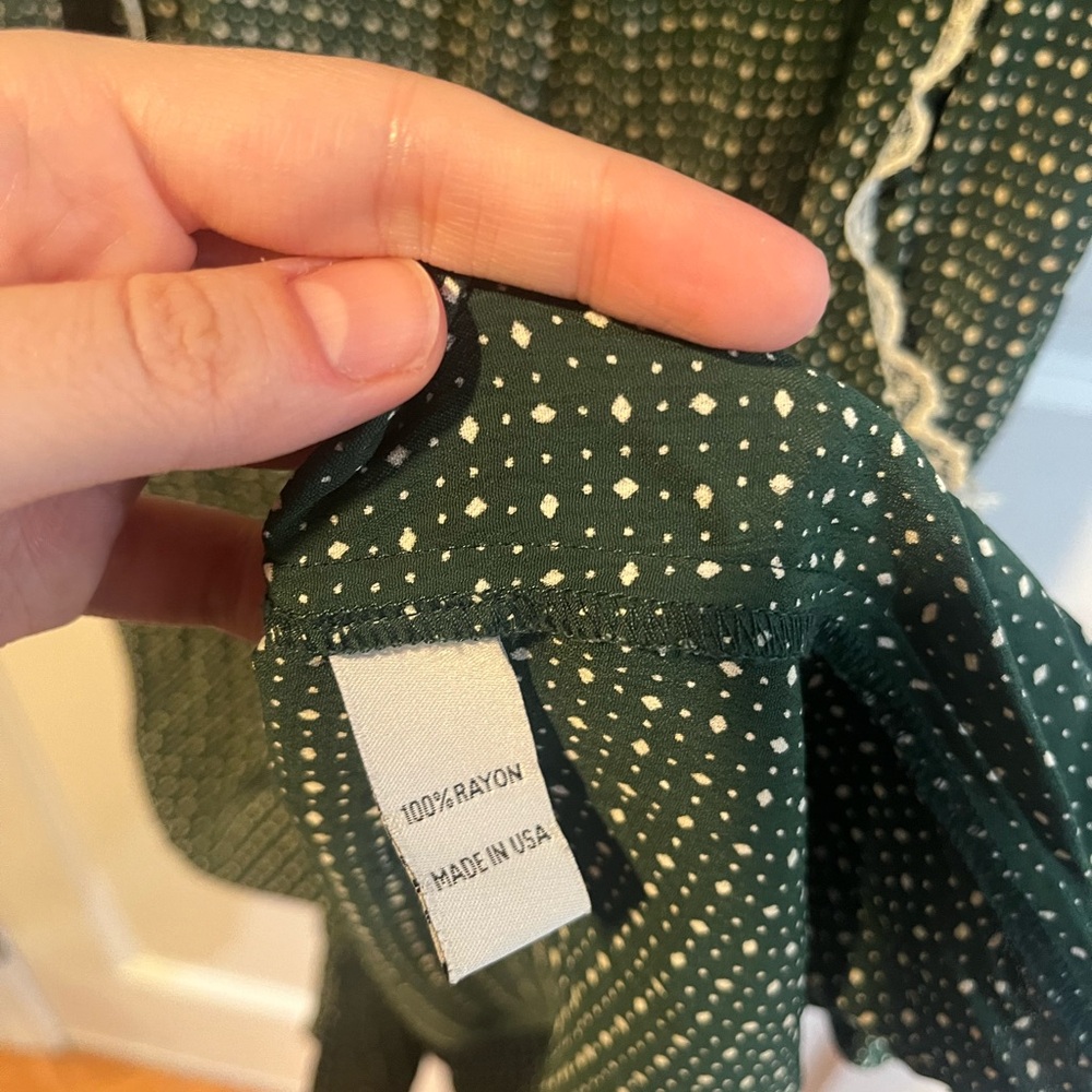 Christy Dawn Green Dot Lace-Trim Cotton Dress - Picture 9 of 11